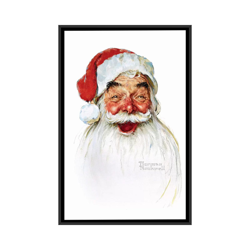 Père Noël par Norman Rockwell - reproduction d'art sur toile, H 26 po x l 18 po x P 1,5 po, Toile avec cadre noir