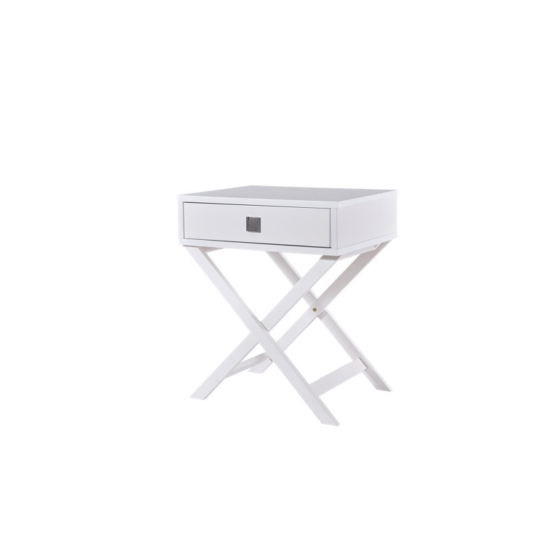 Bittoo Cross Legs End Table, White
