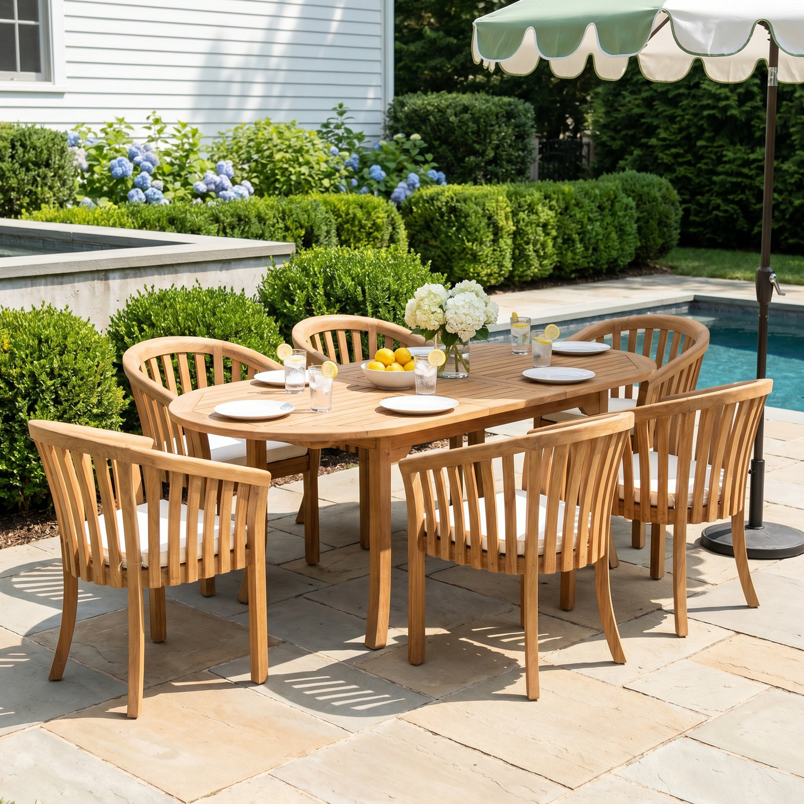Mancheer 94" Teak Patio Dining Set