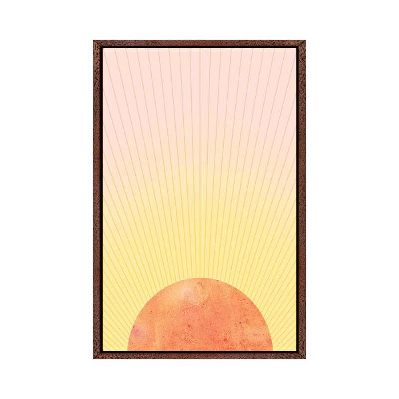 Orange Sun by Whales Way - Print on Canvas, 66.04cm H x 45.72cm W x 3.81cm D, Classic Brown Wood Framed