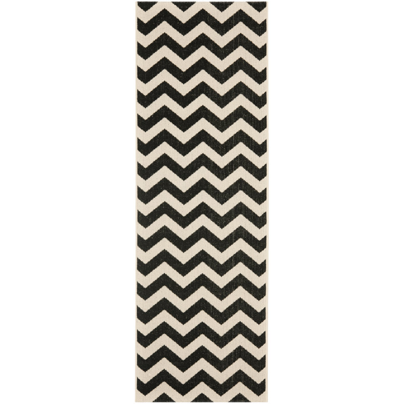 Napoleon Indoor/ Outdoor Black/Neutral Rug, Runner 69 x 244 cm