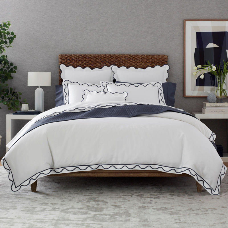Amalfi Duvet Cover, California King Duvet Cover, White/Stone Blue