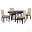 Ensemble de table de salle à manger 5 pièces avec table ronde extensible et chaises rembourrées