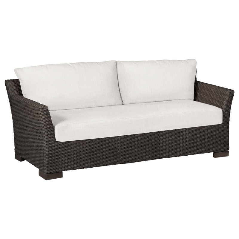 Club Woven N-Dura Resin Wicker Outdoor Sofa, Oyster, Snow Sunbrella® Linen, No Welt