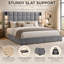 Cadre de lit plateforme rembourré Kelpforest King Size avec applique murale et port USB, large tête de lit en velours, 12 lattes en bois massif, sommier non requis, lit moderne avec station de recharge