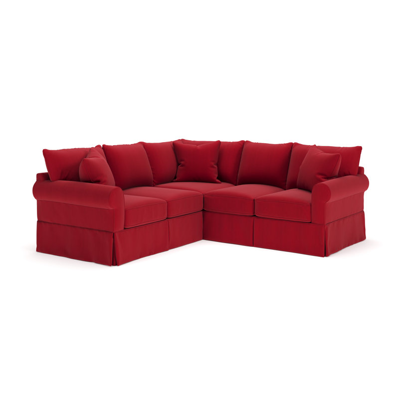Amari Slipcovered L-Sectional, Bayou Flame Canvas, Right Hand Facing