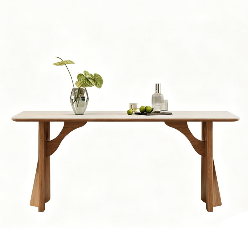 59.06"Modern minimalist rectangular solid wood granite dining table, 29.53" H x59.06" W x 31.5" D