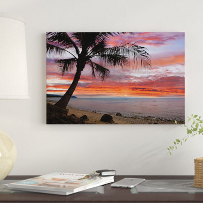 «Coconut Palm at Sunset Near Dimiao, Bohol Island, Philippines», impression sur toile