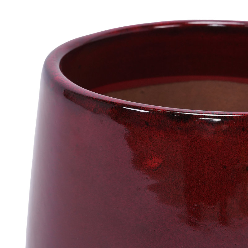 4 Pieces Ceramic Flowerpot, Bean Paste Red, Contemporary For Patio, Garden, Windowsills With Frost And Weather - Finish Planter In Minimalist Optimal Drainage Plant Health
