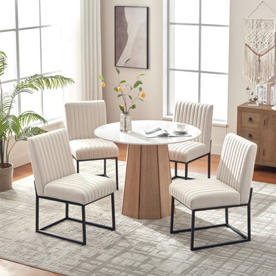  Ensemble de 4 chaises de salle à manger rembourrées en polyester rayé H 19,9 po (ensemble de 4)