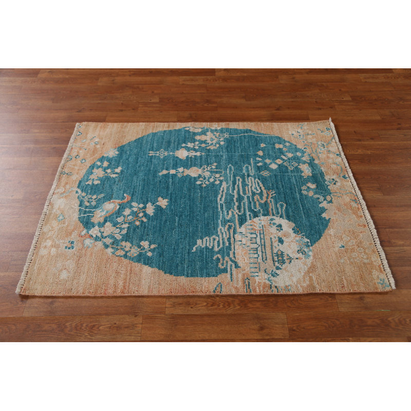 One-of-a-Kind 2'11" X 3'11" New Age Wool Area Rug in Blue