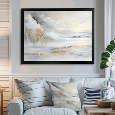 Pure Golden Winter Beach Landscape I - plage côtière, art mural