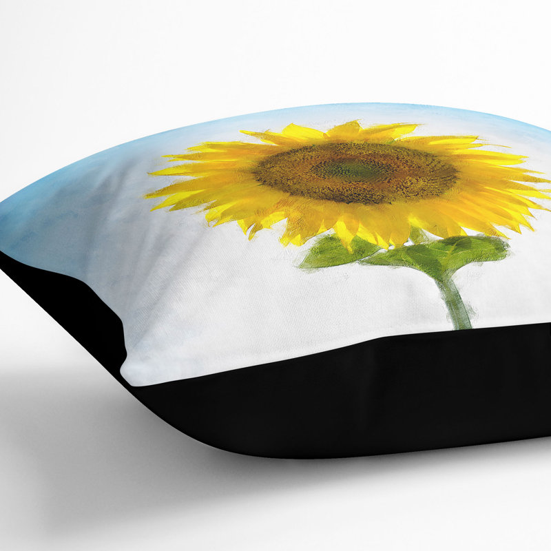 Sunflower Catching Rays Cushion with Filling, 40cm H x 40cm W x 15cm D, Black