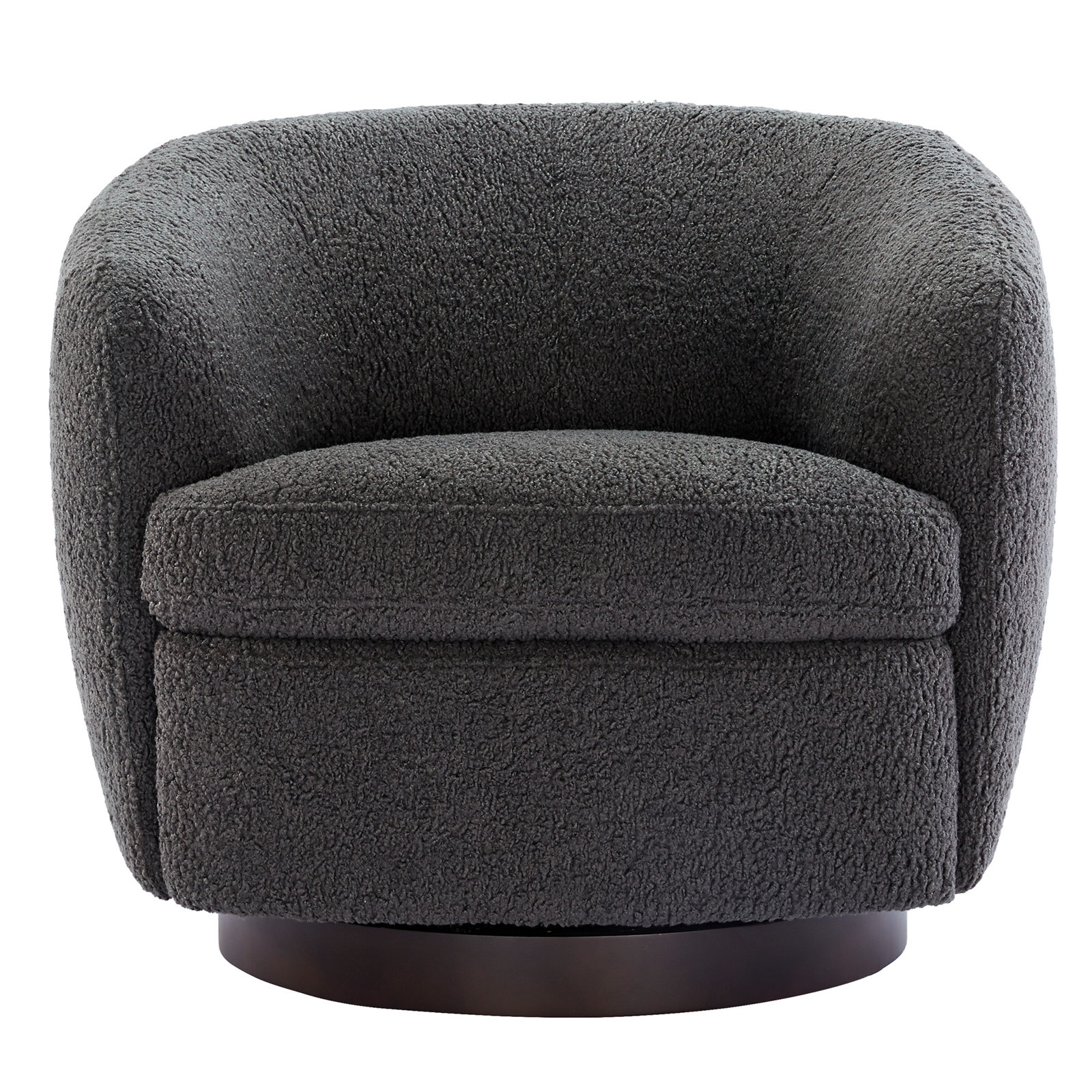 Marcy Linen Swivel Barrel Chair, Aries Grey Boucle