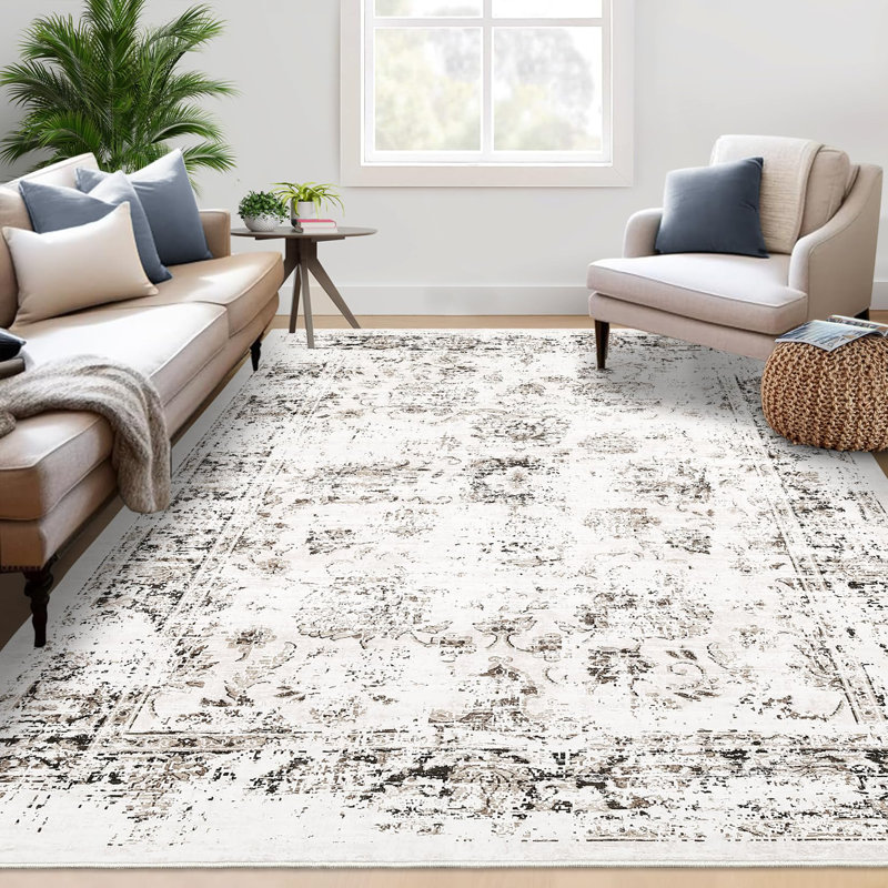 Rectangle Abstract Area Rug, Beige, Rectangle 120 x 170 cm