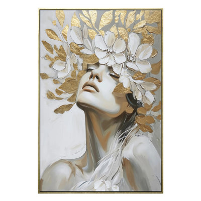Head in the Leaves Framed Canvas Wall Art - 24" x 36"
