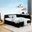 Structure de lit double pleine grandeur avec 2 tiroirs de rangement, lit en velours, style moderne pour chambre noire-1339426184-1339426186