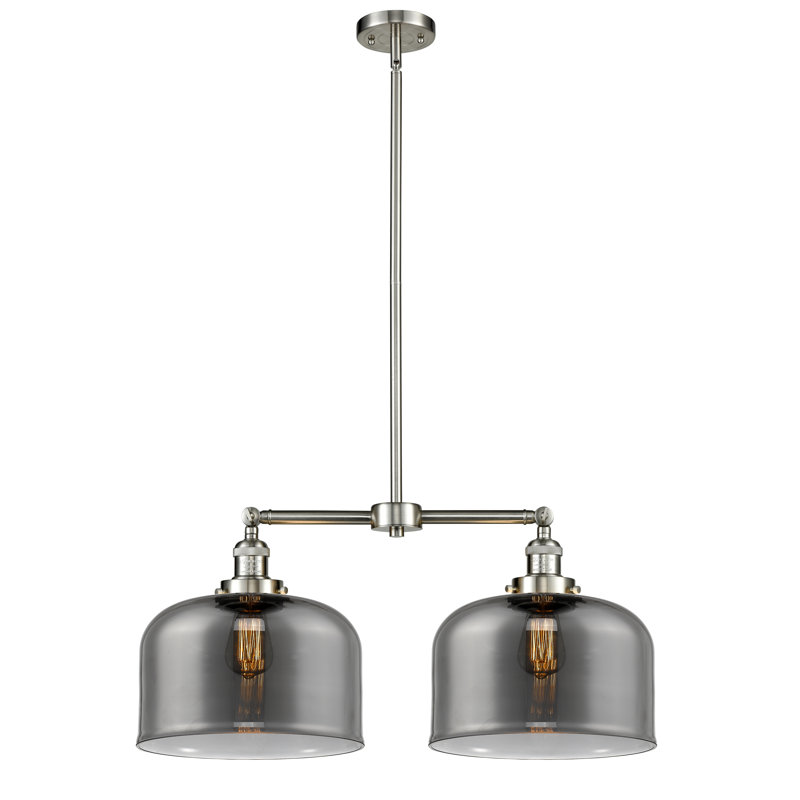 Bell 12" - 2 Light 21" Island Light, 6 Watt Vinage LED Bulb, Seedy, Brushed Satin Nickel
