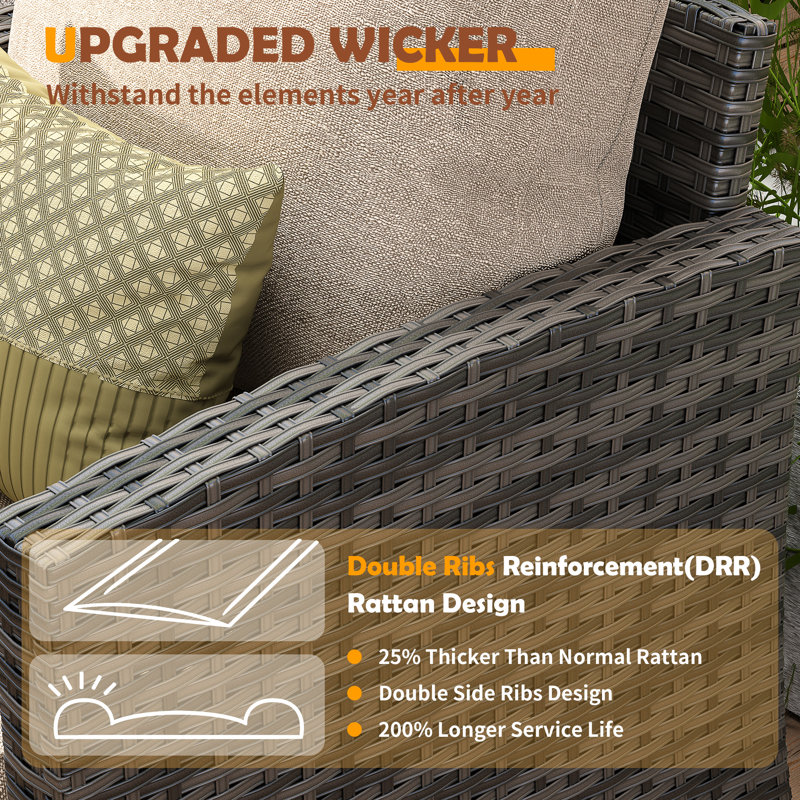 Patio Single Chair With Cushion(Set Of 2), Beige