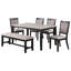 Table de salle à manger contemporaine 6 pièces avec chaises d'appoint et banc rembourrés et rembourrés rembourrés