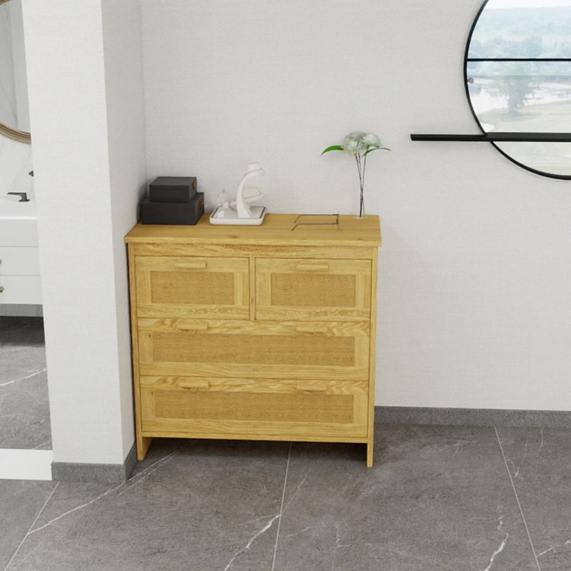 4 Drawer Rattan Cabinet Is Suitable For Bedrooms, Living Rooms And Other Scenes. The Natural Material Is Easy To Assemble, Practical And Beautiful.