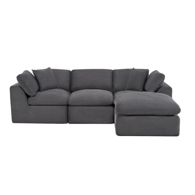  Canapé modulaire en velours côtelé gris foncé 138 po Camille avec repose-pieds et coussins décoratifs Camille