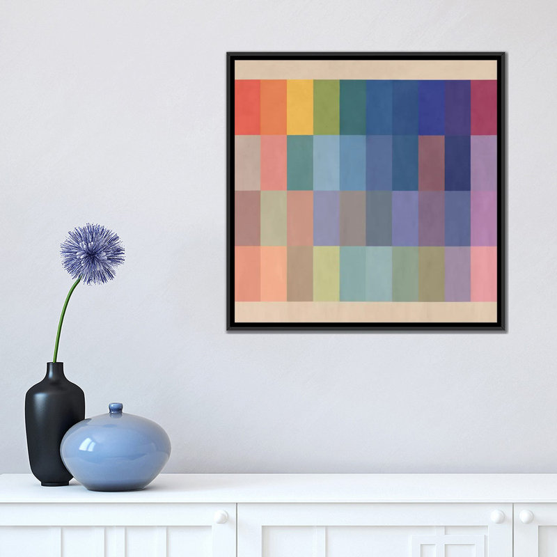 Albree, aquarelle moderne, impression sur toile, H 18 po x l 18 po x P 1,5 po, Toile avec cadre flottant noir, Pas de tapis