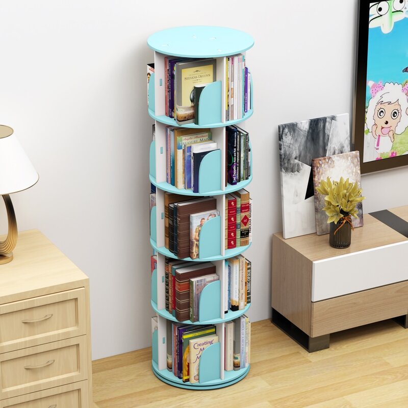 Latitude Run® 360° Rotating Stackable Shelves Bookshelf Organizer ...