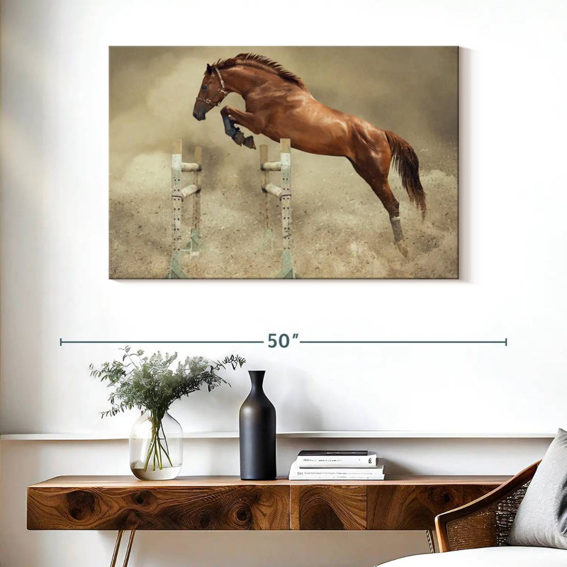 Powerful Jumping Horse, 26" H x 39" W