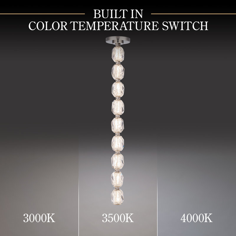 Seduction LED Pendant, 33.6" H x 2.63" W x 2.63" D, Polished Nickel, Slim