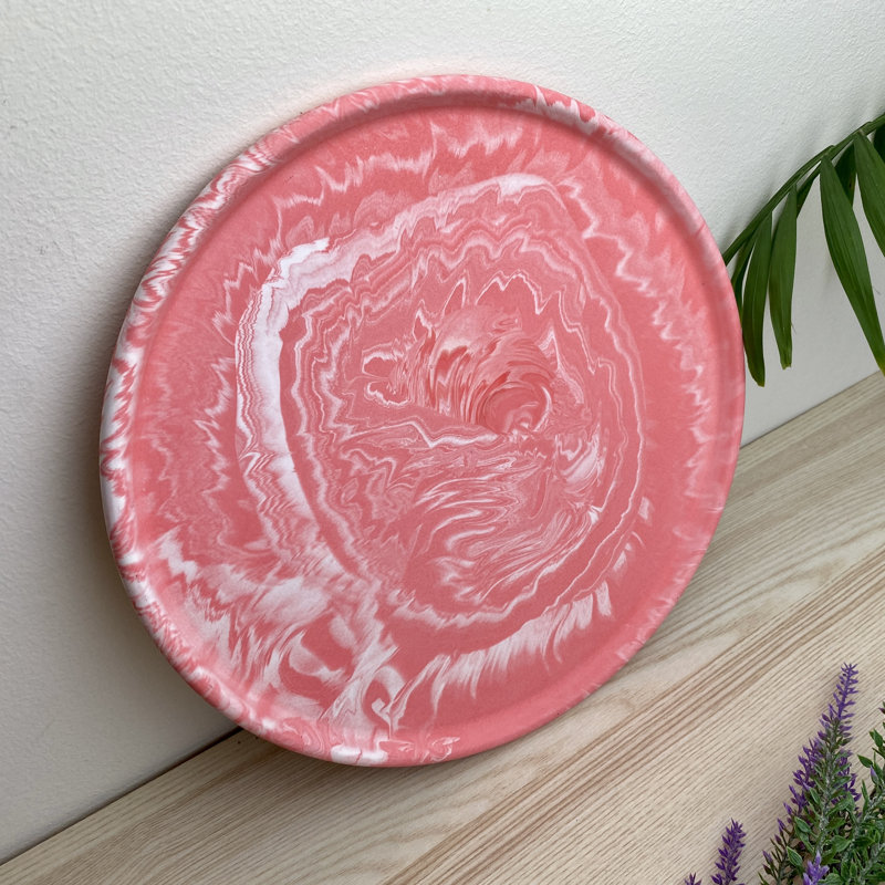 Large Round Tray/ Decorative Plate, Pink