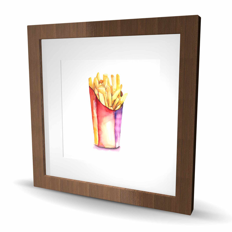 Aquarelle, frites, reproduction encadrée, H 16 po x l 16 po, Brun