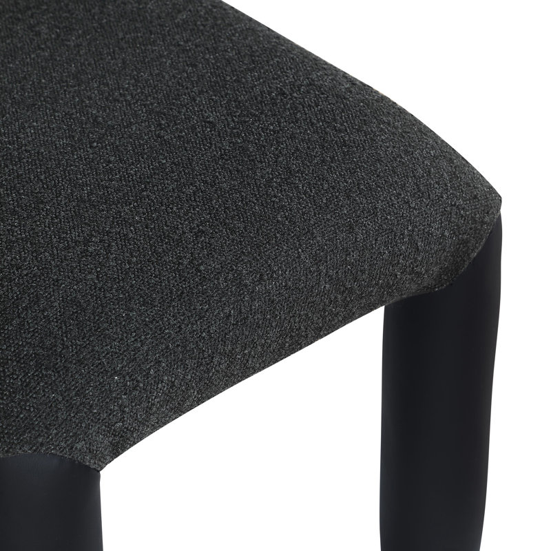 Amari Dining Chair, Black, Vegan Leather & Boucle Fabric