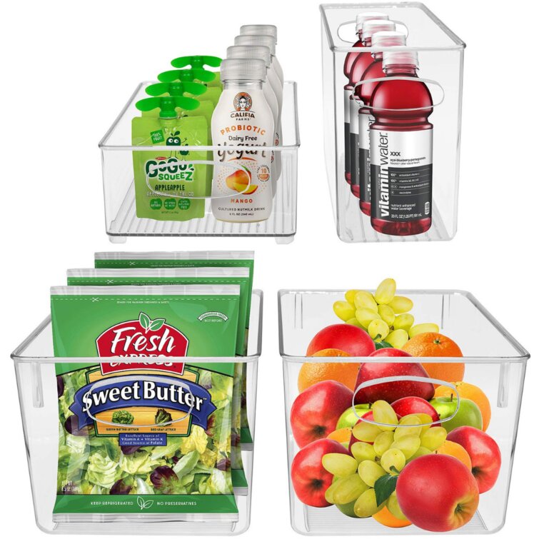 Stackable Plastic Storage Bins Fridge Organizer Clear Pantry Food