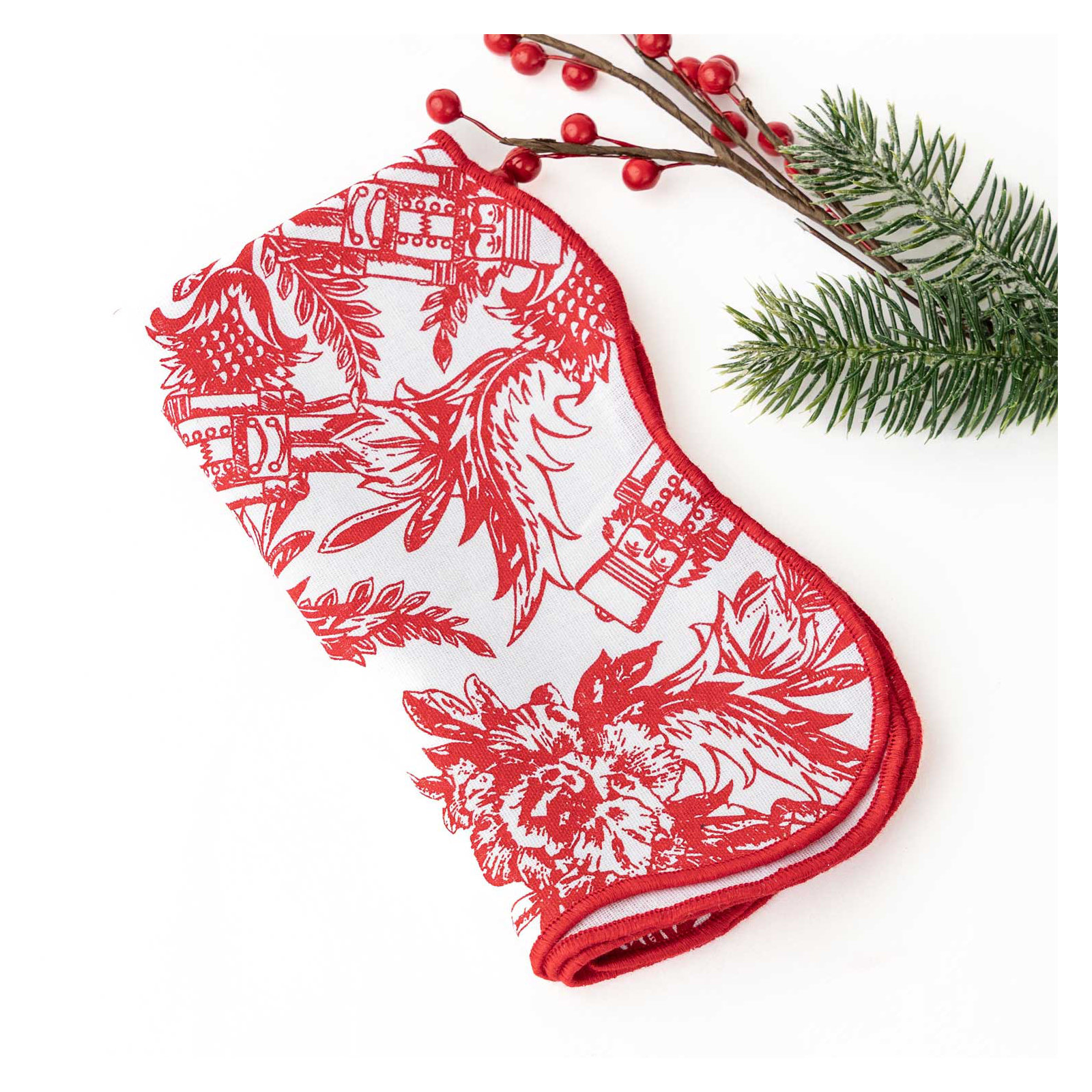 Nutcracker Toile Scalloped Dinner Napkin