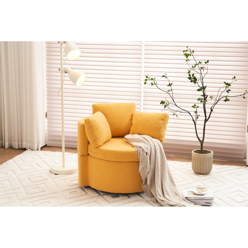 Chaise ergonomique en tissu avec fonction pivotante et rangement pratique rembourré, Jaune