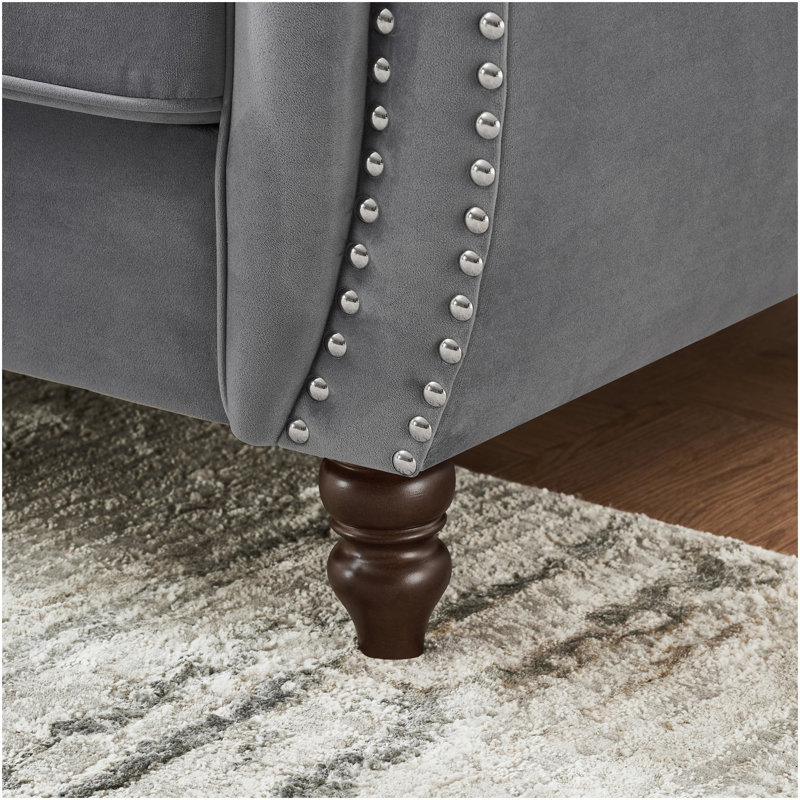 63"Chesterfield ?Tech Fabric Sofa,High-Tech Fabric Roll Armrest Sofa,Upholstered Mid Century Modern Couch,2 Seater Couch For Living Room, Office, Apartment, Brown
