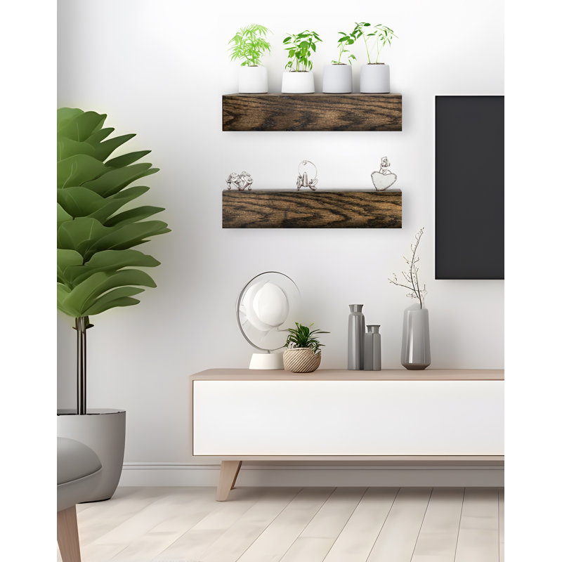 Tablette flottante 2 pièces Emerald Lee, Ébène, H 6 po x l 22 po x P 6 po
