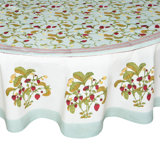 Strawberry Red Blue 70 Round Tablecloth
