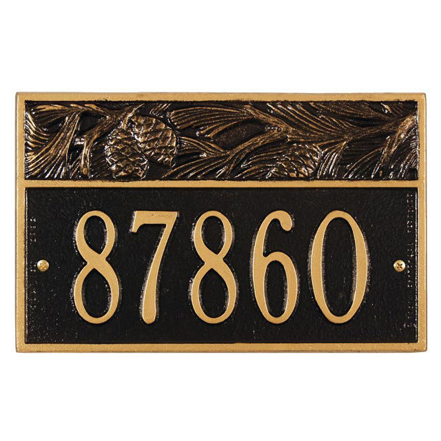 Plaque d'adresse murale sur 1 ligne Nagano, Noir et or, Oui