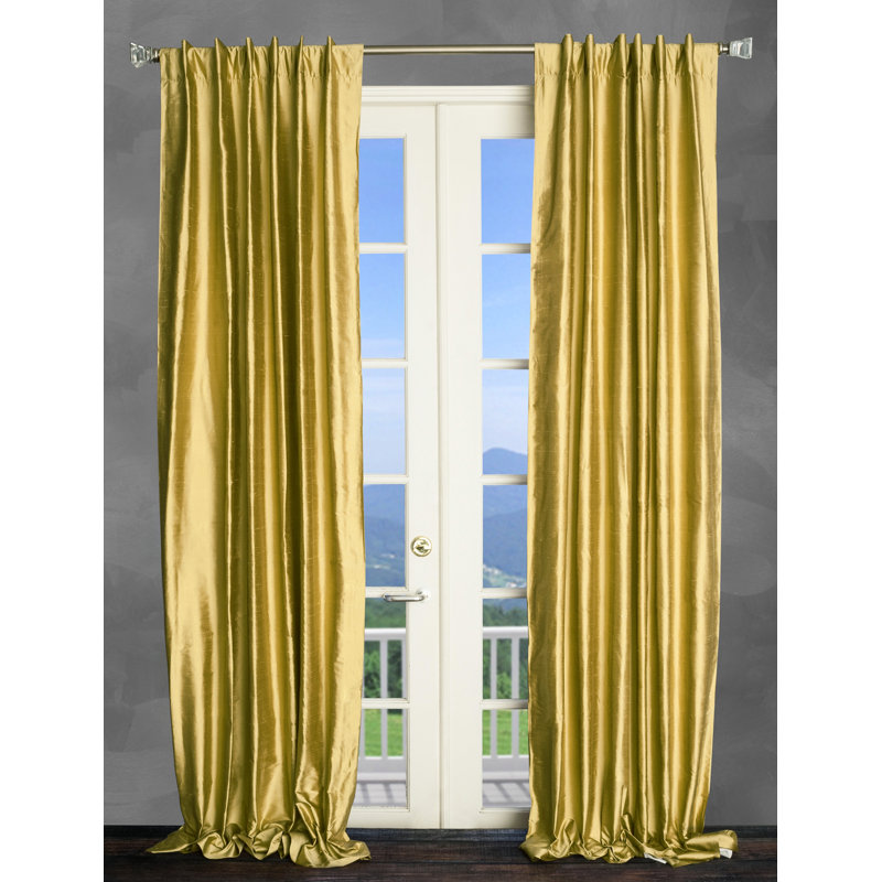 Panneau de rideau simple uni semi-diaphane avec passe-tringle, l 50 po x L 108 po, Feuille d'or