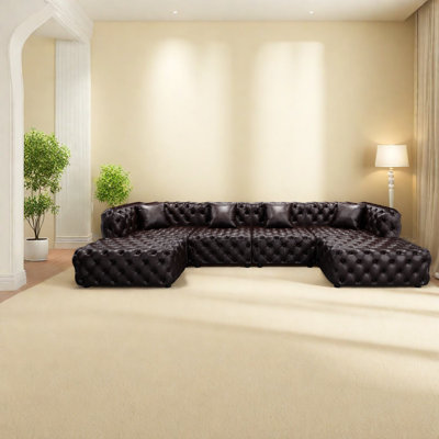 Canapés modulaires à compression, canapé moderne en similicuir de 134 pouces pour la maison