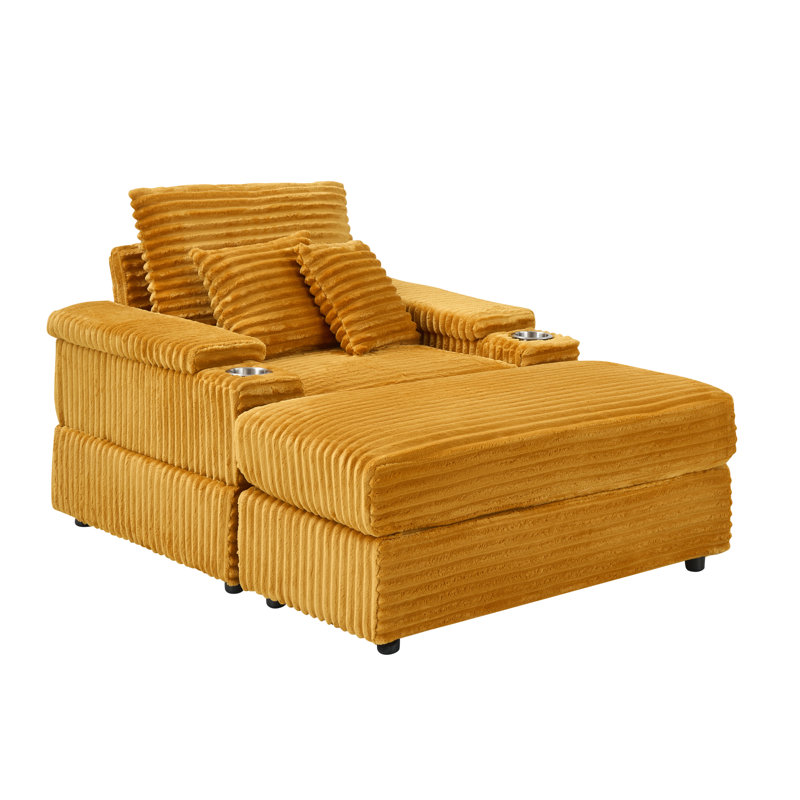 Canapé confortable en velours côtelé, design moderne pour le salon, orange, 42 pouces