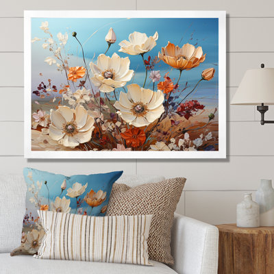 «White Wildflowers Farmhouse Charm» sur impression sur toile