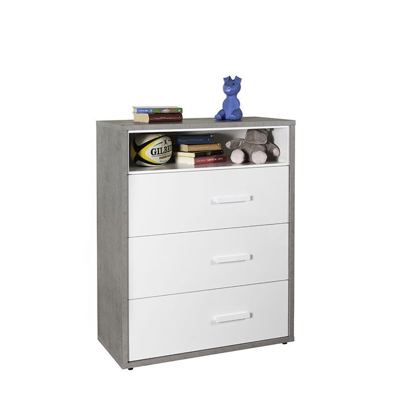 Mipiace 90cm W 3 - Drawer Chest of Drawers, Grey/White