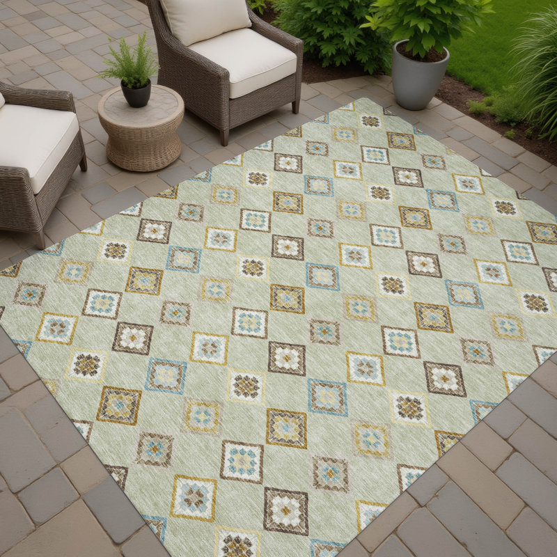 Tapis diamant intérieur / extérieur lavable à la machine Chantille ACN2624, Céleri, 9' x 12'