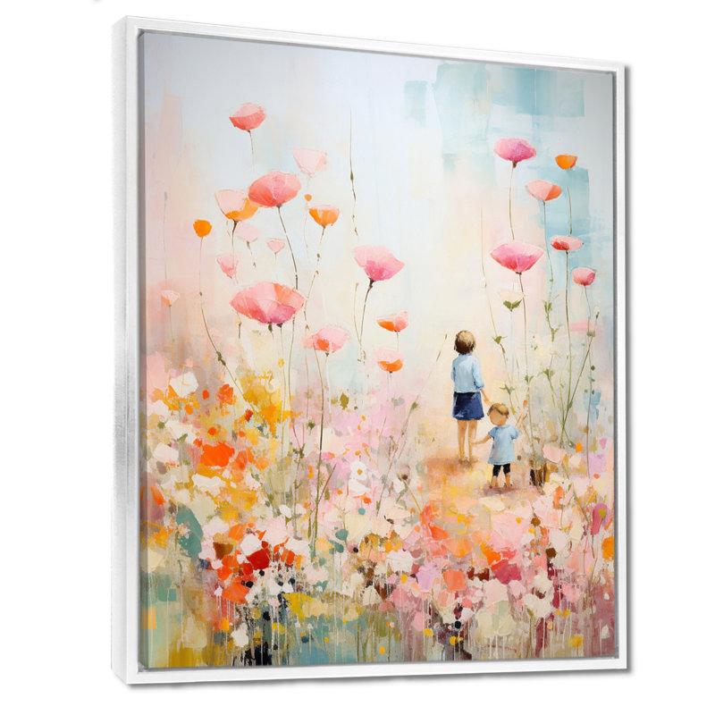 Art sur toile Whimsical Kids floral Haven II - Children, H 32 po x l 24 po x P 1 po, Cadre flottant blanc