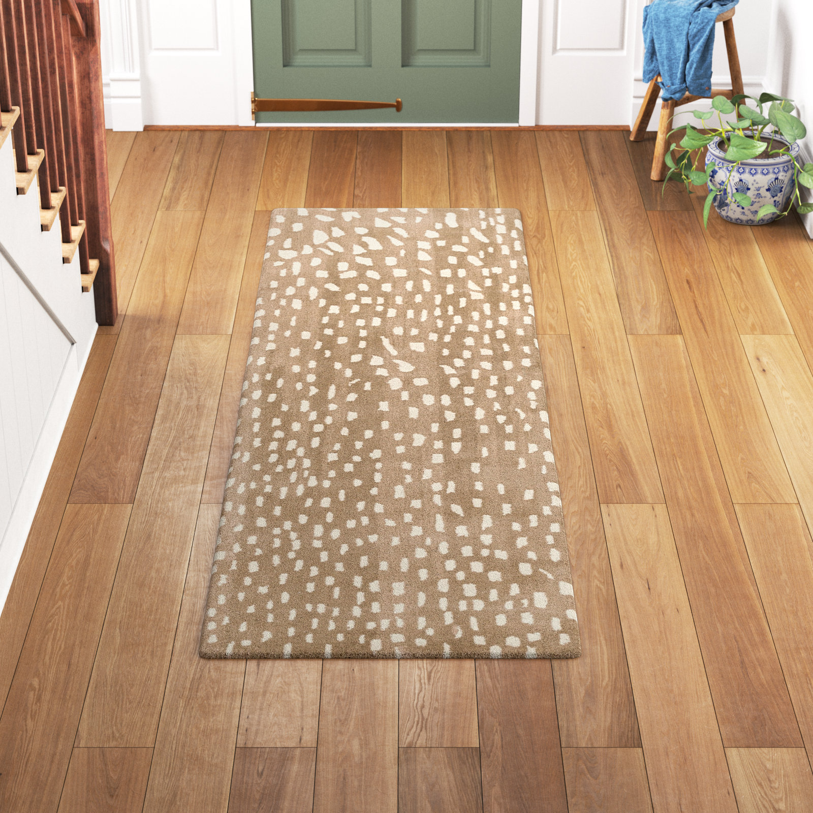 Jona Light Brown Hand-Tufted Wool Rug, Runner 3' x 12'
