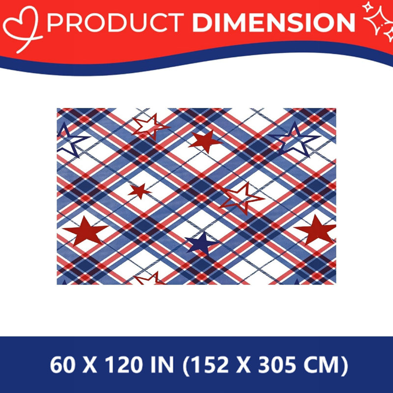 Nappe festonnée rouge et bleue à motif écossais, disposition commerciale et domestique Juneteenth, 60 x 120 po