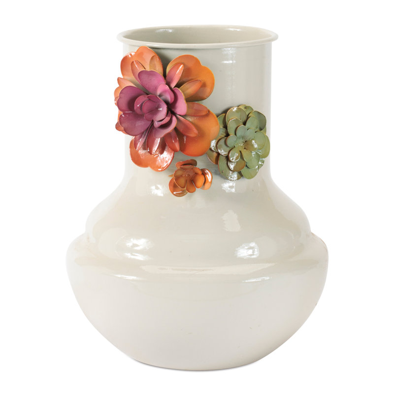 Vase floral floral en métal H 8,5 po